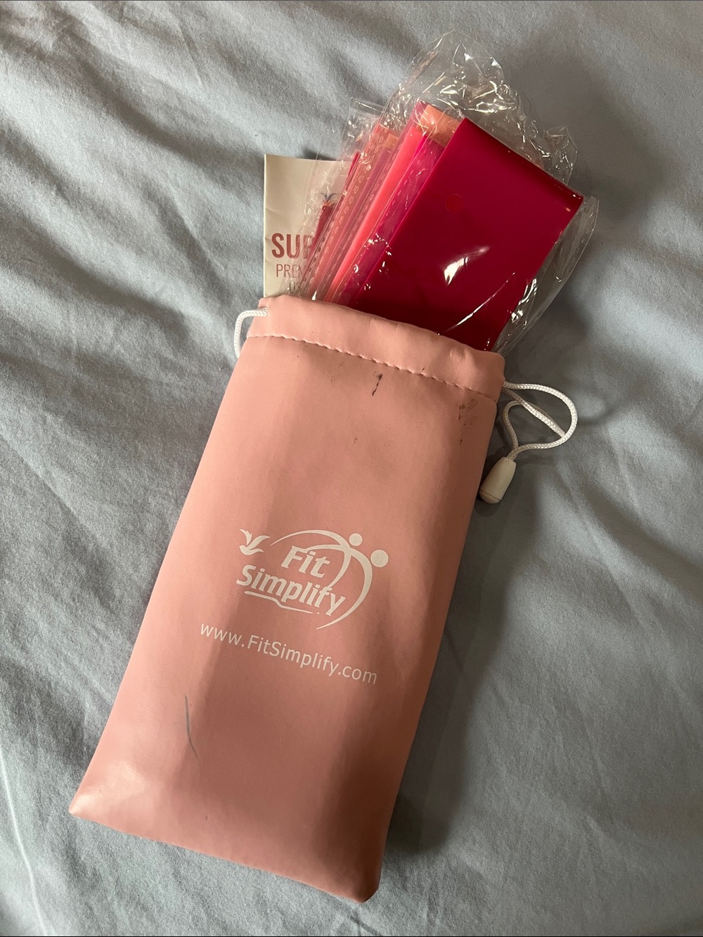 Pink Resistance Band Set with Carry Pouch